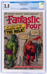 FANTASTIC FOUR #12 MARCH 1963 CGC 2.5 GOOD+ (FANTASTIC FOUR VS. INCREDIBLE HULK).