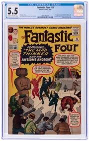 FANTASTIC FOUR #15 JUNE 1963 CGC 5.5 FINE- (FIRST MAD THINKER & AWESOME ANDROID).