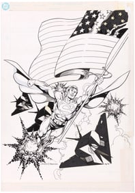 SUPERMAN: THE MAN OF STEEL SOURCEBOOK RPG BOOK COVER ORIGINAL ART BY DAN JURGENS.