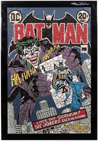 BATMAN #251 FRAMED "SHATTERED" MOSAIC COMIC BOOK COVER RECREATION ORIGNAL ART BY MATTHEW DiMASI