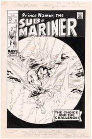 SUB-MARINER #11 COMIC BOOK COVER ORIGINAL ART BY GENE COLAN.