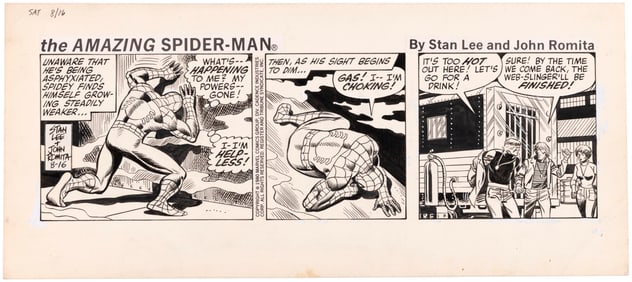 THE AMAZING SPIDER-MAN 1980 DAILY STRIP ORIGINAL ART BY JOHN ROMITA SR.