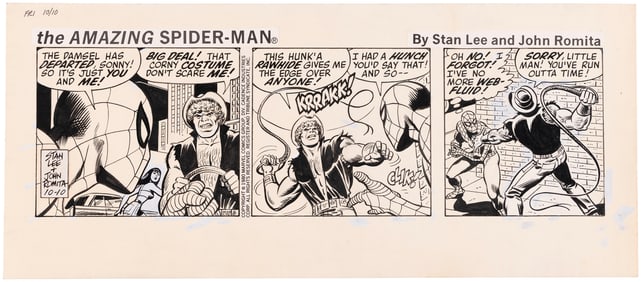 THE AMAZING SPIDER-MAN 1980 DAILY STRIP ORIGINAL ART BY JOHN ROMITA SR.