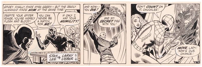 THE AMAZING SPIDER-MAN 1981 DAILY STRIP ORIGINAL ART BY LARRY LIEBER.