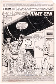 FANTASTIC FOUR ANNUAL #15 COMIC BOOK TITLE SPLASH PAGE ORIGINAL ART BY GEORGE PÉREZ.
