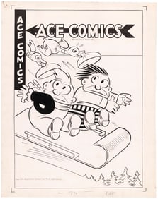 ACE COMICS #95 FEBRUARY 1945 COVER ORIGINAL ART (KATZENJAMMER KIDS).