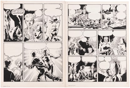 PENTHOUSE COMIX #3 SCION ORIGINAL ART PAGE PAIR BY KEVIN NOWLAN.