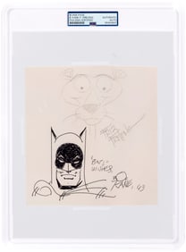 BATMAN BY BOB KANE & PINK PANTHER BY FRIZ FRELENG ORIGINAL ART JAM PSA/DNA CERTIFIED.