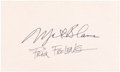 BUGS BUNNY VOICE ACTOR MEL BLANC & ANIMATOR FRIZ FRELENG SIGNED CARD.