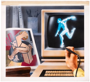 ELECTRONIC GAMES MAGAZINE (FEBRUARY 1985) "INSTANT PICASSO" ORIGINAL ART BY DUNCAN EAGLESON.