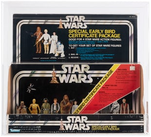 STAR WARS (1978) - "SPECIAL EARLY BIRD CERTIFICATE PACKAGE" RARE STORE DISPLAY AFA 70 EX+.