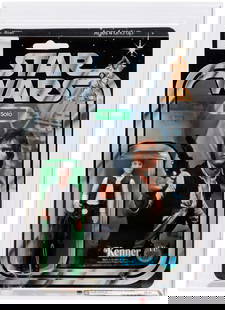 STAR WARS (1978) - HAN SOLO 12 BACK-C AFA 85 NM+ (LARGE HEAD).: Blister card contains 3.75" tall Kenner action figure (large head variety). Card has been punched. Archival case. AFA subgrades are as follows - C80 B85 F85.