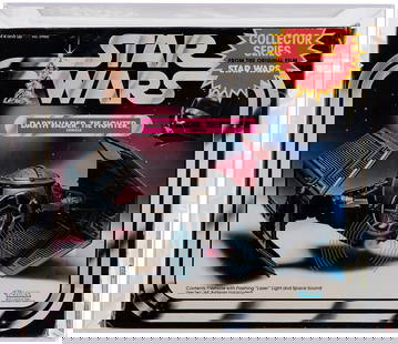 STAR WARS COLLECTOR SERIES (1983) - DARTH VADER TIE FIGHTER AFA 75+ EX+/NM.: Box contains "1 Vehicle With Flashing 'Laser' Light And Space Sound!" from Kenner Collector's Series. Archival case.