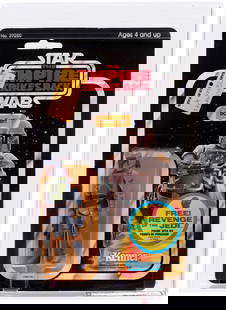 STAR WARS: THE EMPIRE STRIKES BACK (1982) - BOBA FETT 48 BACK-C AFA 75 EX+/NM.: Blister card contains 3.75" tall Kenner action figure. Blaster partially loose within blister but still attached to tape, which has partially loosened.&nbsp;"Free! Revenge Of The Jedi" Admiral Ackbar