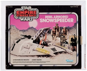 STAR WARS: THE EMPIRE STRIKES BACK (1980) - REBEL ARMORED SNOWSPEEDER VEHICLE AFA 75 EX+/NM (PINK