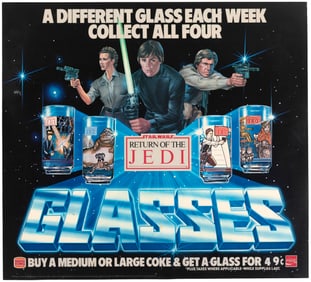 STAR WARS: RETURN ON THE JEDI (1983) - BURGER KING GLASSES TRANSLITE RESTAURANT DISPLAY.
