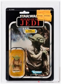 STAR WARS: RETURN OF THE JEDI (1984) - YODA 77 BACK-A AFA 70 Y-EX+ (BROWN SNAKE, TAPED CANE).