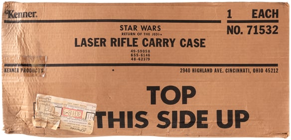 STAR WARS: RETURN OF THE JEDI (1983) - LASER RIFLE CARRY CASE & SHIPPING CARTON.
