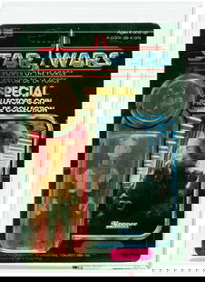 STAR WARS: THE POWER OF THE FORCE (1985) - YAK FACE 92 BACK AFA 80 Y-NM.: Blister card contains 4" tall Kenner action figure and matching aluminum collectors coin. Canadian issue. The most desirable of last 17 vintage issued figures and only released in foreign outlets. Car