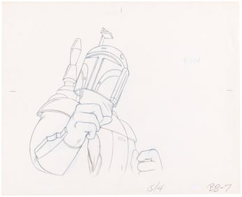 STAR WARS HOLIDAY SPECIAL (1978) - BOBA FETT PRODUCTION ANIMATION PENCIL DRAWING ORIGINAL ART.