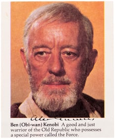 ALEC GUINNESS SIGNED STAR WARS MAGAZINE CLIPPING.