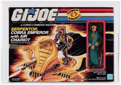 G.I. JOE (1986) - SERPENTOR, COBRA EMPEROR WITH AIR CHARIOT SERIES 5 AFA 80 NM.