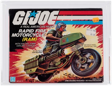 G.I. JOE (1982) - RAPID FIRE MOTORCYCLE (RAM) SERIES 1 VEHICLE AFA 85 Q-NM+ (W/BARCODE VARIETY).
