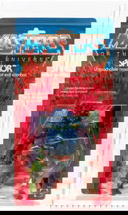 MASTERS OF THE UNIVERSE (1985) - SPIKOR SERIES 4/12 BACK AFA 80 NM (CLEAR BLISTER).: Blister card contains 5.5" tall Mattel action figure w/Spikor Strikes mini-comic. Card has been punched. Blister is clear. AFA subgrades are as follows - C80 B80 F85.