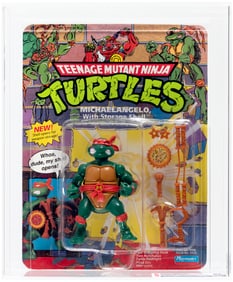 TEENAGE MUTANT NINJA TURTLES (1991) - MICHAELANGELO WITH STORAGE SHELL SERIES 4/45 BACK CAS 85.
