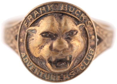 1938 FRANK BUCK "ADVENTURERS CLUB" VARIETY/SALESMAN'S SAMPLE RING (OVERSTREET COLLECTION).