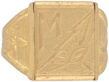 1941 SUPERMAN SECRET CHAMBER RING WITH INTERIOR IMAGE AND INITIAL "M" VARIETY- HIGH GRADE EXAMPLE.