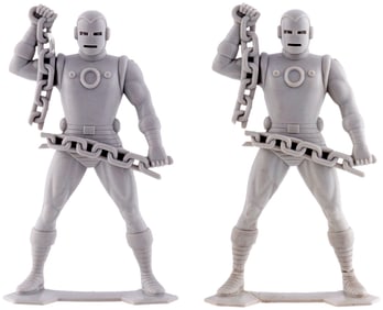 MARX MARVELMANIA IRON MAN LIGHT GRAY ORIGINAL ISSUE FIGURE PAIR.
