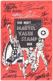 MIGHTY MARVEL STAMP BOOK (SERIES B 1975-76) MULTI-SIGNED BOOK & STAMPS FEATURING MARVEL COMICS