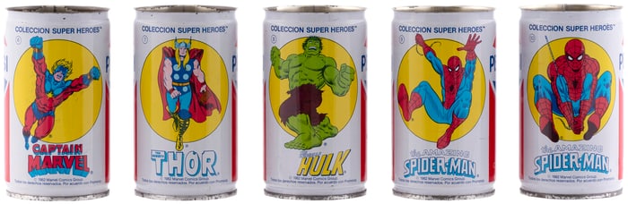 PEPSI-COLA 1982 MARVEL SODA CAN SET.