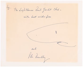 JAWS - PETER BENCHLEY SIGNED SHARK ORIGINAL ART SKETCH.