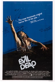 THE EVIL DEAD CAST-SIGNED ONE SHEET MOVIE POSTER.