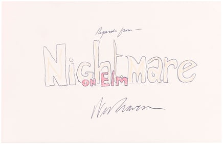 A NIGHTMARE ON ELM STREET DIRECTOR WES CRAVEN SIGNED ORIGINAL ART SKETCH.
