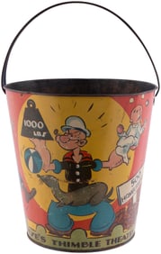 POPEYE'S THIMBLE THEATRE 1935 METAL SAND PAIL (LARGE SIZE VARIETY).
