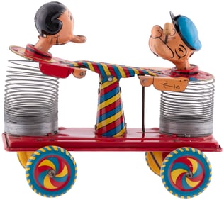 POPEYE & OLIVE OYL RARE 1950s PULL TOY BY LINE MAR.