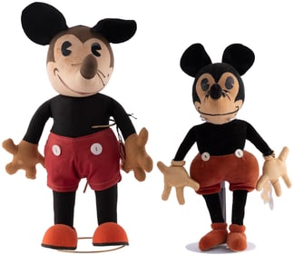SHIRLEY TEMPLE'S PERSONALLY OWNED 1930s MICKEY MOUSE DOLL PAIR.