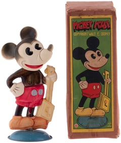 MICKEY MOUSE BOXED 1930s CELLULOID NODDER.