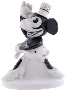 MINNIE MOUSE TENNIS 1932 PORCELAIN ROSENTHAL FIGURINE.: 3.5" tall beautiful figurine by the famous German company, c. 1932. This is No. 653 in the series w/incised number under base along w/"Rosenthal" company mark. Wonderfully expressive pose of Minnie Mo
