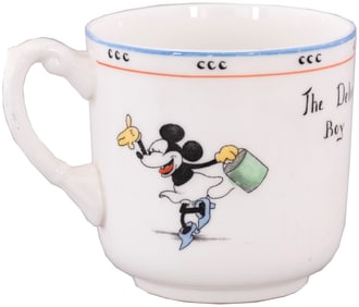 MICKEY & MINNIE MOUSE & PLUTO RARE & EXCEPTIONAL 1930s PARAGON CHINA CUP (COLOR VARIETY, FIRST WE'VE