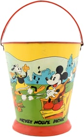 MICKEY MOUSE PICNIC EXCEPTIONAL & RARE 1930s SAND PAIL.