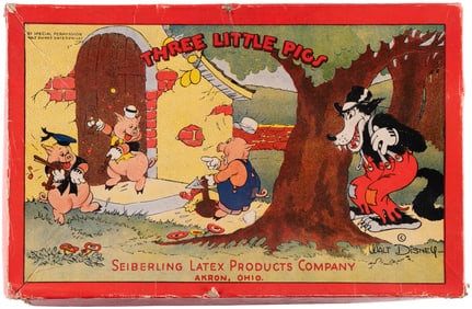 THREE LITTLE PIGS 1934 BOXED SEIBERLING FIGURE SET.