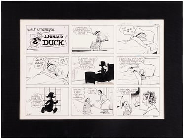 DONALD DUCK 1972 SUNDAY PAGE ORIGINAL ART ATTRIBUTED TO FRANK GRUNDEEN.