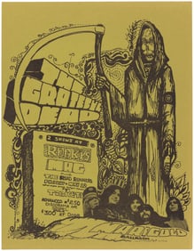 GRATEFUL DEAD 1967 FRESNO, CALIFORNIA GREEN CONCERT HANDBILL.