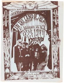 GRATEFUL DEAD 1967 FRESNO, CALIFORNIA BLUE CONCERT HANDBILL.