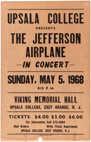JEFFERSON AIRPLANE & IRON BUTTERFLY 1968 EAST ORANGE, NJ BOXING STYLE CONCERT POSTER.