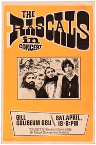 THE RASCALS 1969 OREGON STATE UNIVERSITY CONCERT POSTER.